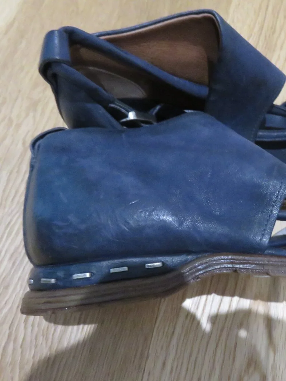 A.S. 98 Merv Leather Sandal Shoes Tornado Marina Grigio Blue US 7 Boho Grunge